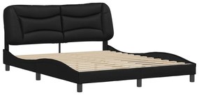 3208009 vidaXL Cadru de pat cu tăblie, negru, 160x200 cm, piele ecologică