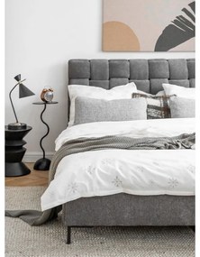 Pat matrimonial gri tapițat cu somieră 140x200 cm Eve – Miuform