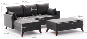 Canapea extensibilă Bellina (antracit) (S). 1063016