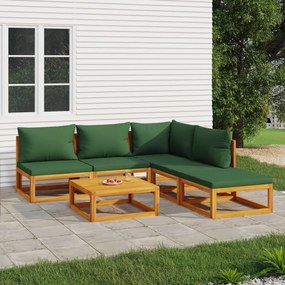 3155330 vidaXL Set mobilier de grădină cu perne verzi, 6 piese, lemn masiv