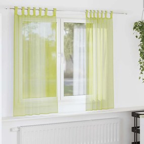 vidaXL Perdele din voile cu tablă 2 buc Verde măr