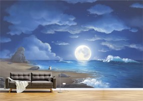 Tapet Premium Canvas - Abstract luna si malul marii