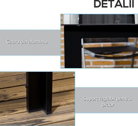 Outsunny Masă de Grădină cu Blat din Sticlă Temperată 150x90 cm pentru 6 Persoane, Masă de Luat Prânzul din Aluminiu pentru Exterior, Patio, Terasă, Balcon, Negru | Aosom Romania