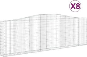 vidaXL Coșuri gabion arcuite 8 buc. 400x30x120/140 cm fier galvanizat