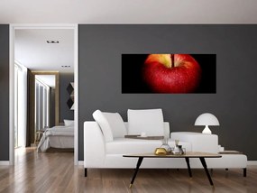 Tablou cu măr pe fundal negru (120x50 cm)