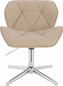 HR111CROSS Scaun Crem Piele Ecologica Premium Soft cu Bază Cromata