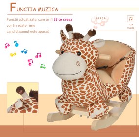 HOMCOM Balansoar din Lemn pentru Copii, Formă de Girafă, Jucărie Educativă, 60x33x45 cm | Aosom Romania
