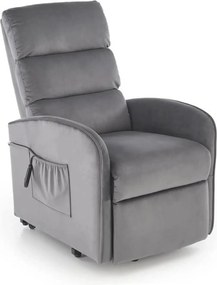 Fotoliu recliner MARONI, stofa catifelata gri - Bluvel 14, 62x92/165x1