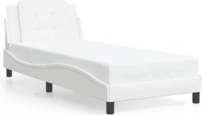 vidaXL Cadru de pat fără saltea, Zadar, alb, 100x200 cm, piele ecologică