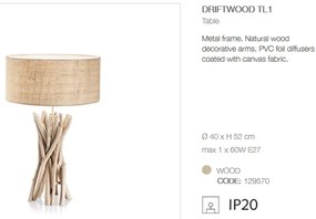 Veioza / Lampa de masa design rustic DRIFTWOOD TL1 129570