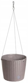 Ghiveci decorativ cu lant, Prosperplast, Rato Round, rotund, cafeniu, 25.6x21.9 cm