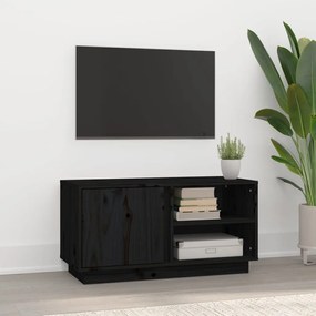 814468 vidaXL Comodă TV, negru, 80x35x40,5 cm, lemn masiv de pin