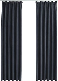 vidaXL Draperii opace cu cârlige, 2 buc., antracit, 140 x 225 cm