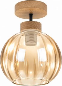 BRILAGI - Lustră LED aplicată R GLASS 1xE27/60W/230V Ø 18cm stejar/bej fumuriu