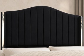 Pat tapițat Amalfi 140×200 cm, negru, cu ladă de depozitare