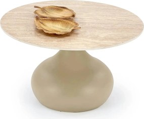 Masuta cafea TIMOR 2, travertin/casmir, piatra sinterizata/metal, 70x4