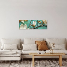 Tablou - Magnolii 3D (cu ceas) (90x30 cm)