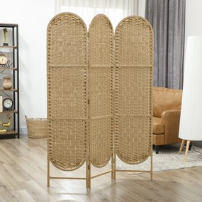 HOMCOM Paravan de Interior Pliabil cu 3 Panouri, 120x170 cm, Stil Boem, din Hârtie și Lemn de Pin, Culoare Lemn | Aosom Romania