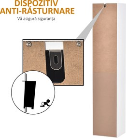 HOMCOM Dulap de Baie tip Coloană, cu 2 Dulapuri cu Polițe Reglabile și Sertar Central, Dulap Baie din Lemn, 35x31x172 cm, Alb | Aosom Romania