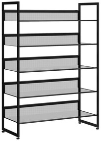 HOMCOM Suport pantofi, suport pantofi, raft pentru pantofi, 5 nivele, 72 cm x 30 cm x 102 cm, negru | Aosom Romania