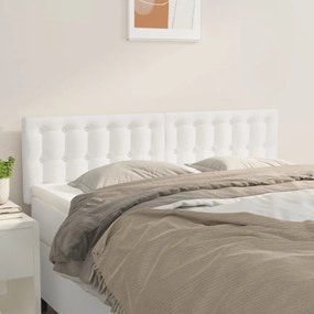 346465 vidaXL Tăblii de pat, 2 buc., alb, 72x5x78/88 cm, piele ecologică