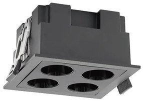 Corp incastrabil cu 4 spoturi LED BLAU negru