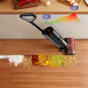 Aspirator vertical DREAME H12 Pro HHR25A, 300W, 0.7/0.9 l, 3 moduri, 35 min, Umed/uscat, Alerte vocale, LED, Uscare mop automată, Negru/gri