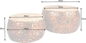 Set de 2 masute design unicat Stone Mosaic, cupru A-41432 VC