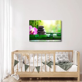 Tablou cu pietre pentru masaj și orhidee (90x60 cm)