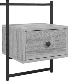 vidaXL Noptieră de perete, gri sonoma, 35x30x51 cm, lemn prelucrat