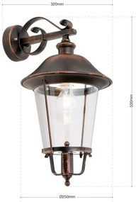 Lampă de perete de exterior Orion AL 11K/360.01 KENZO 1xE27/100W/230V IP44 bronz/patină