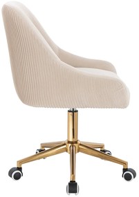 HR920K Scaun Crem din Catifea cu Bază Aurie