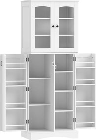 HOMCOM Dulap Bucătărie 162 cm, Credenza, Uși Acrilice Soft-Close, Rafturi, Alb. | Aosom Romania