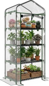 Outsunny Sera pentru Balcon Compacta cu 4 Rafturi pentru Plante, Sera pentru Gradina cu Acoperis din PVC Transparent, 70x50x160cm | Aosom Romania