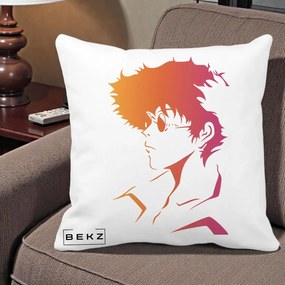 Perna Decorativa Cowboy Bebop Spike Silueta Gradient, 40x40 cm, Alba Mata, Husa Detasabila, Perna Inclusa, BEKZ®
