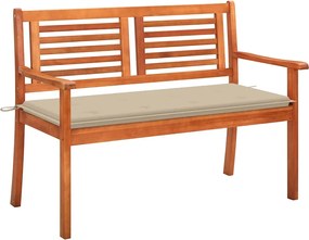vidaXL Bancă grădină 2 locuri, cu pernă, 120 cm, lemn masiv eucalipt