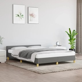 347408 vidaXL Cadru de pat cu tăblie, gri închis, 140x190 cm, textil