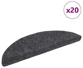 vidaXL Covorașe autoadezive pentru scări, 20 buc., 56x17x3 cm, gri închis, semirotunde