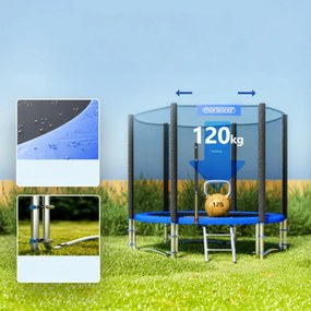 Trambulină cu plasă de siguranță JUMP, Ø244cm, negru/albastru Monzana