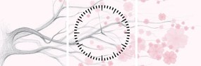 Tablou - Flori roz (cu ceas) (90x30 cm)