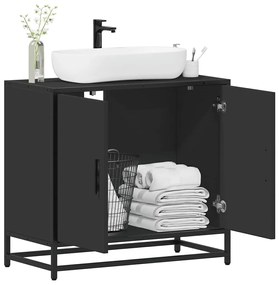 vidaXL Dulap pentru chiuvetă de baie negru 65x33x60 cm lemn prelucrat