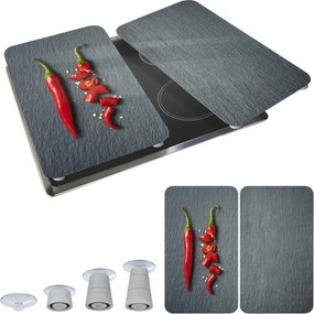 Set 2 protecții din sticlă pentru aragaz Wenko Cayenne, 52 x 30 cm
