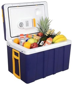 Frigider portabil cu roți 50 l, 60W/230/12V, albastru/galben