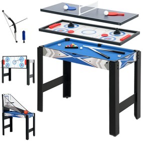 SPORTNOW Masa de jocuri multifuncțională 5 în 1, biliard, ping-pong, hochei, joc de baschet arcade, arc și săgeți, albastru | Aosom Romania