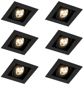 Set de 6 spoturi încastrate moderne negre reglabile - Oneon 70