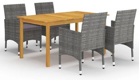 vidaXL Set mobilier de grădină, 5 piese, gri