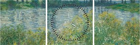 Tablou - Claude Monet, Banks of the Seine, reproducere (cu ceas) (90x30 cm)
