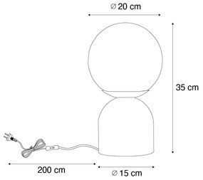 Lampă de masă Hotel Chic neagră cu sticlă fumurie - Pallon Trend
