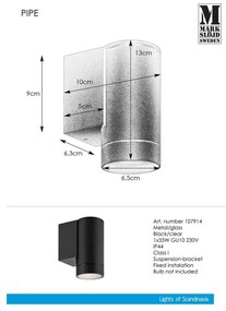 Corp de iluminat pentru exterior de perete (înălțime 13 cm) Pipe – Markslöjd