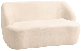 HOMCOM Canapé 2 places canapé en tissu bouclette 142 cm cu spătar și șezut curbat, fără asamblare necesară, bej | Aosom Romania